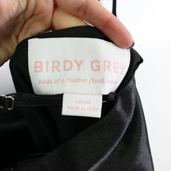 Birdy Grey Lisa Shiny Satin Midi Slip Dress Black Size‎ S - Picture 9 of 9